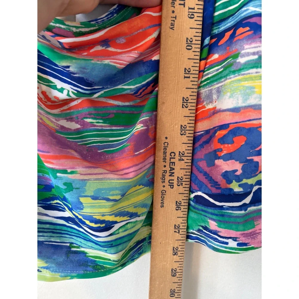 Chaps Womens Abstract Print Halter Tankini‎ Swim Top Blue Multi Color size 16